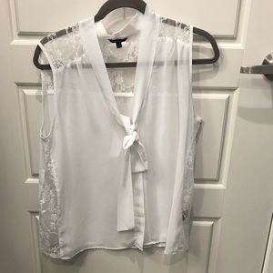 Milano White Lace Tie Tank- Size Medium
